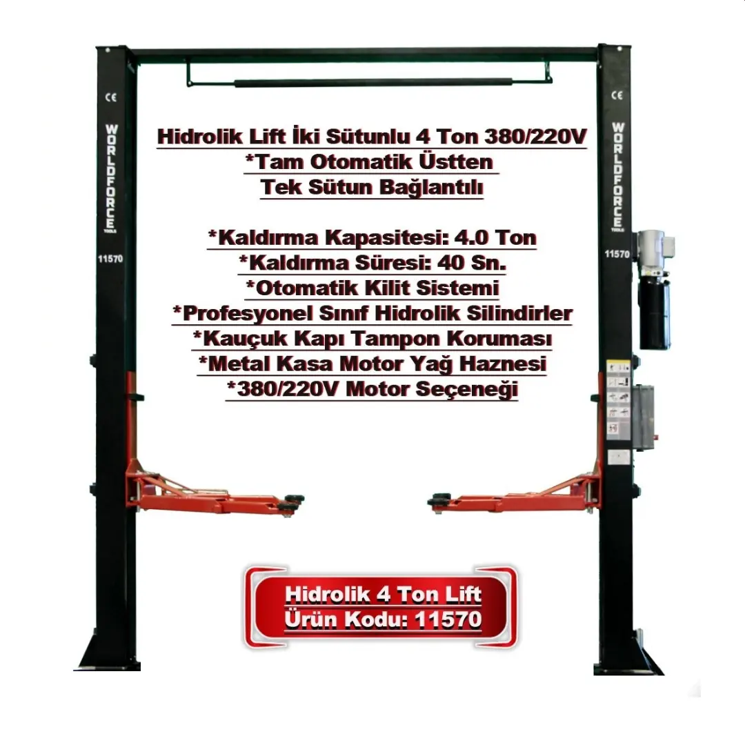 Worldforce Hidrolik Lift 4 Ton 380V Üstten Bağlantılı Tam Otomatik