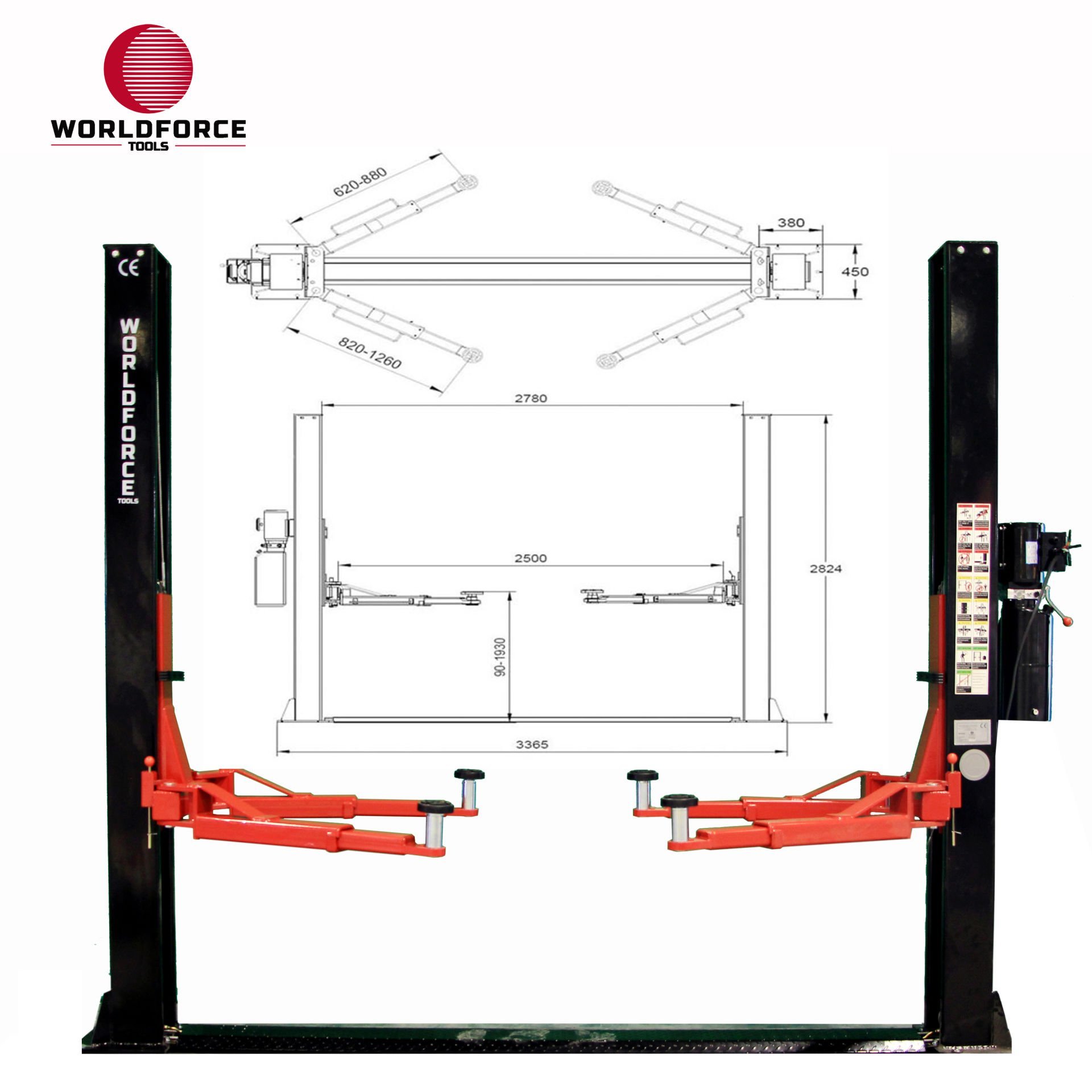Worldforce 4 Ton Yarı Otomatik Hidrolik Lift 380v-220v 2,2 Kw