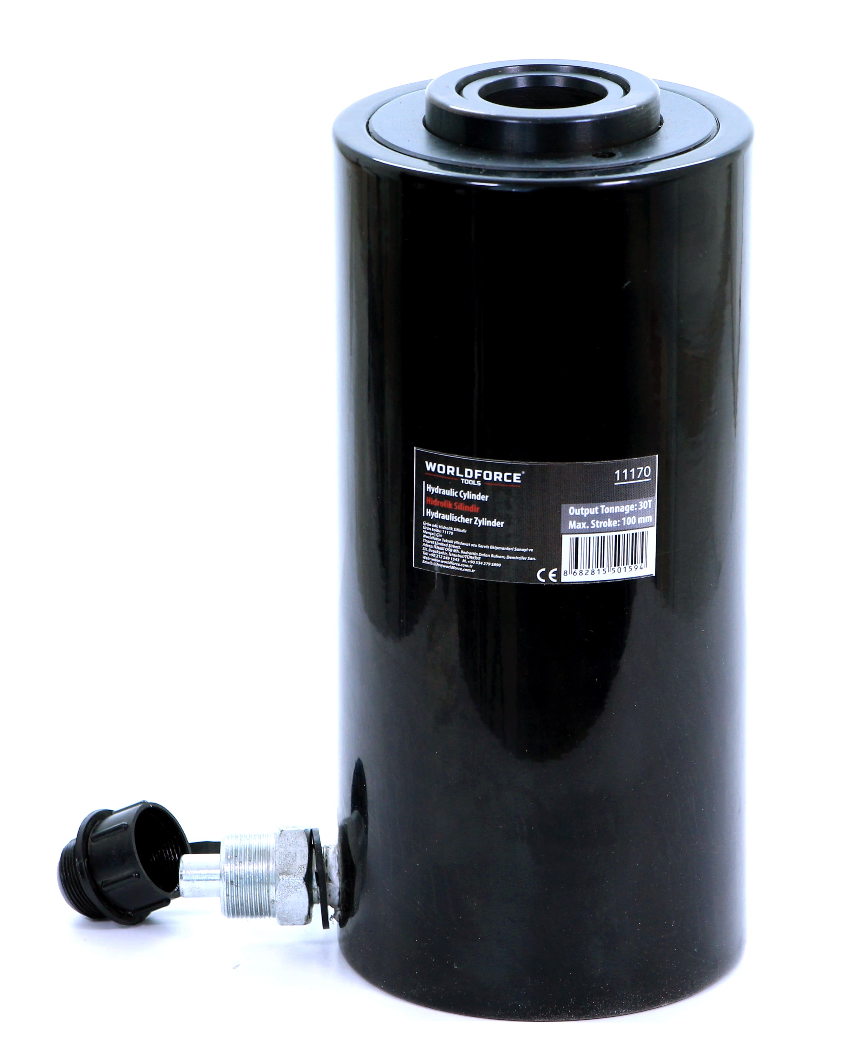 Worldforce Delikli Hidrolik Silindir 30 Ton Strok: 100 mm Hidrolik Delikli Makine Krikosu