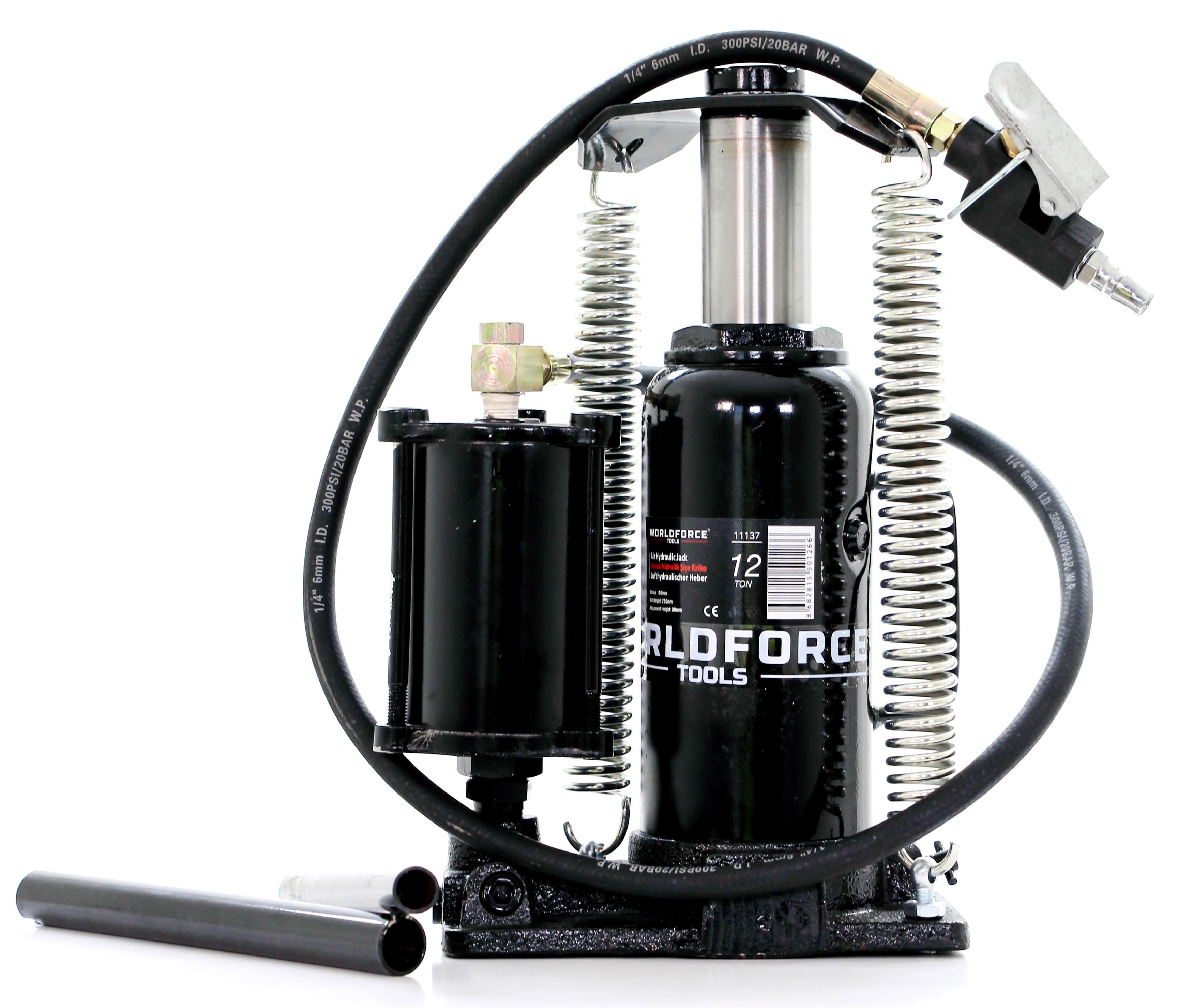 WORLDFORCE TOOLS Worldforce 12 Ton Havalı Şişe Kriko Strok-150mm